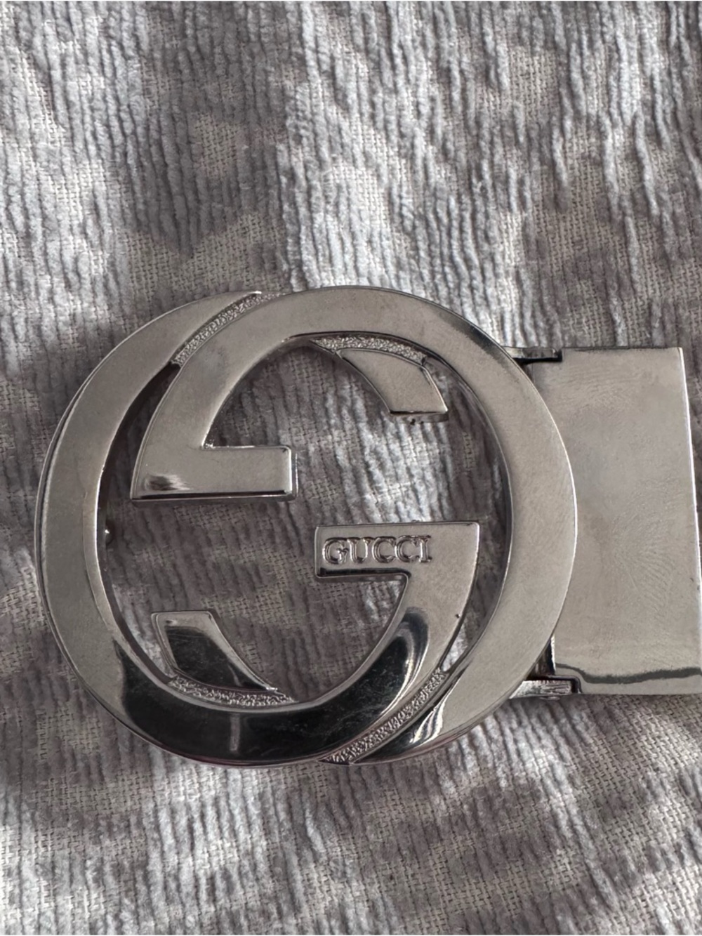 G ucci Silver Double G Logo Belt Buckle chrome Good Condition